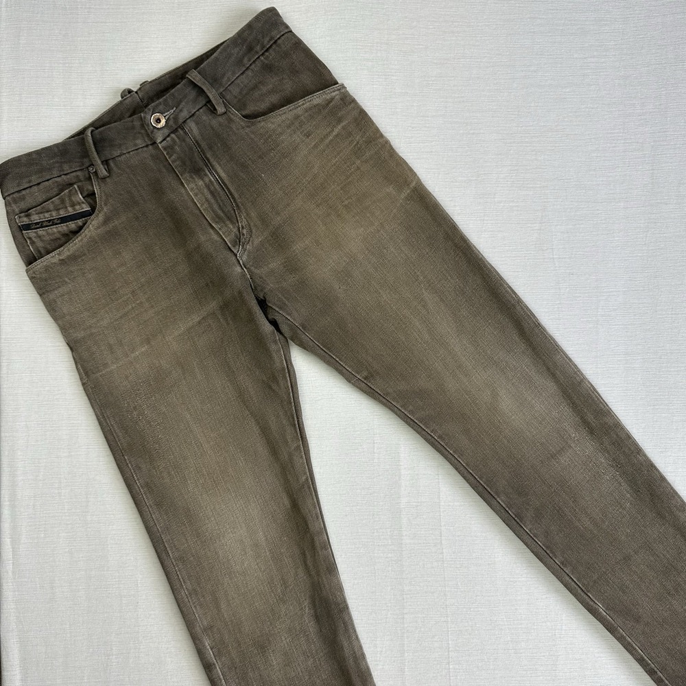 Rare Diesel Black Gold Linen Blend Distressed Jeans Men 32x34 Brown Grey